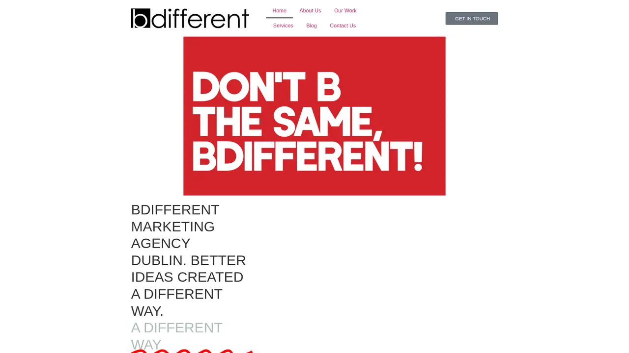 Original bdifferent.ie page after the recorded layout change